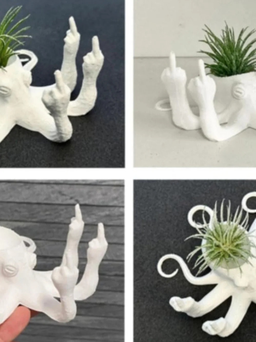 White Ceramic Octopus Air Plant Planter